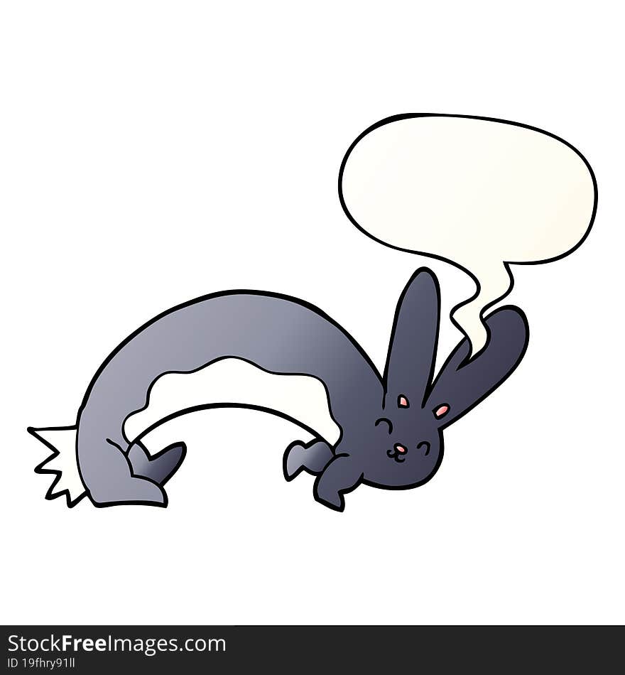 funny cartoon rabbit with speech bubble in smooth gradient style