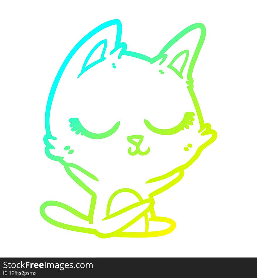 cold gradient line drawing calm cartoon cat