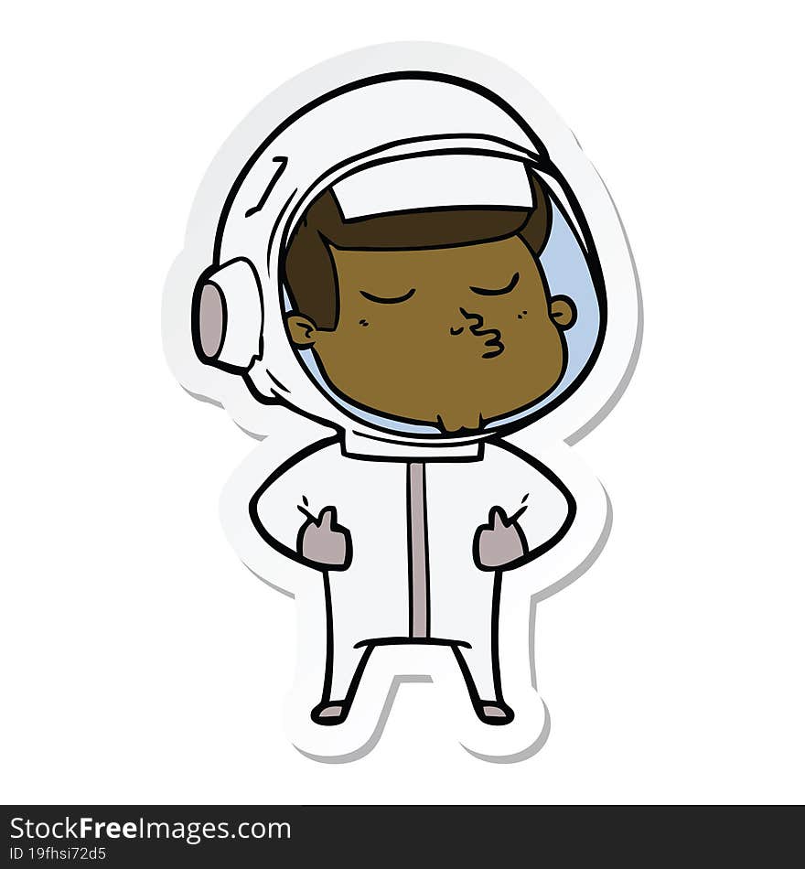 Sticker Of A Cartoon Confident Astronaut