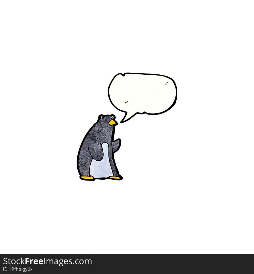 cartoon penguin with speech bubble