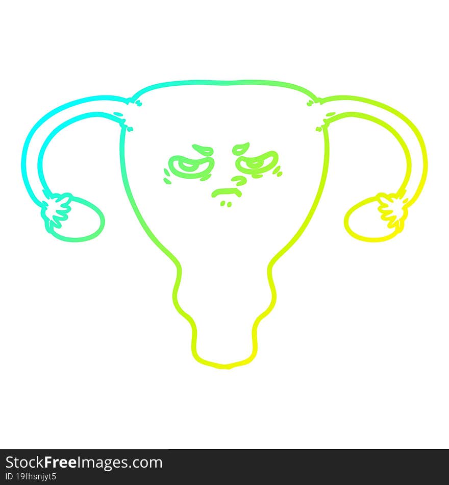 cold gradient line drawing cartoon angry uterus