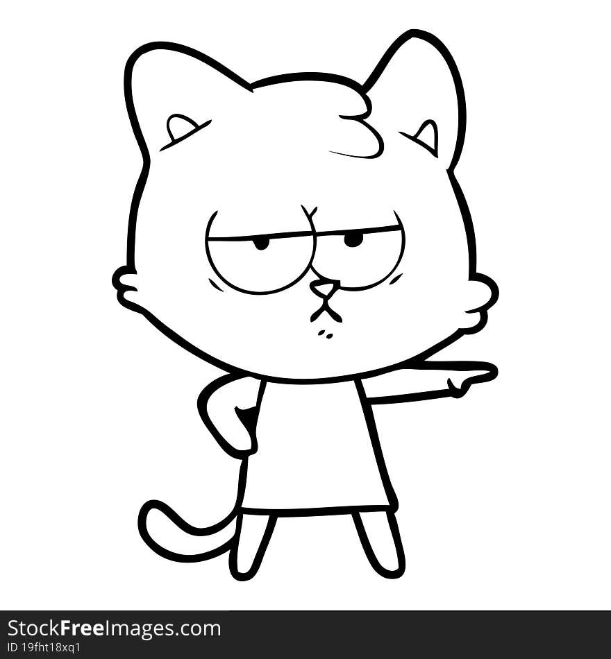 bored cartoon cat pointing. bored cartoon cat pointing