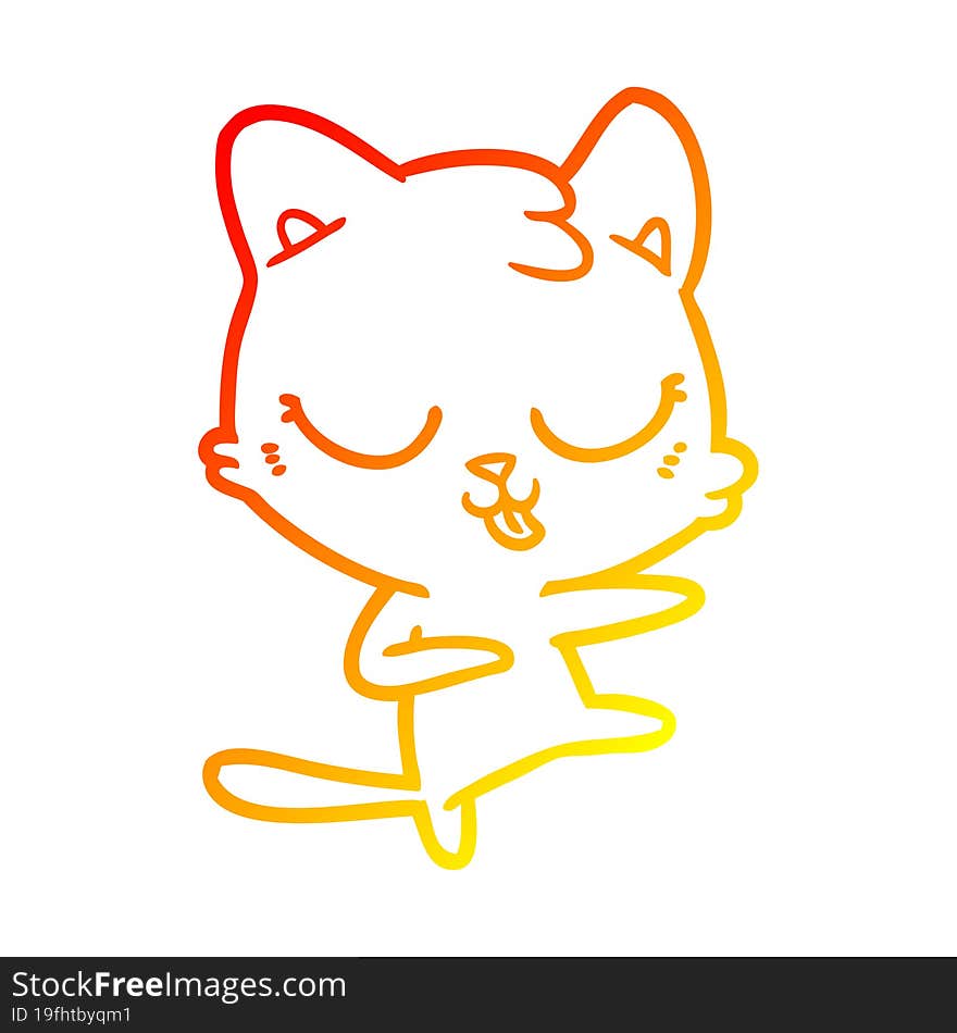 warm gradient line drawing cartoon cat hissing