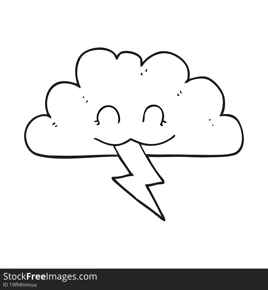 black and white cartoon storm cloud