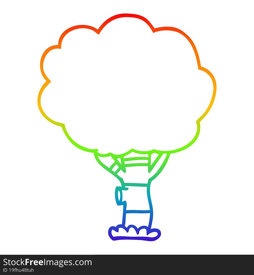 rainbow gradient line drawing cartoon tree