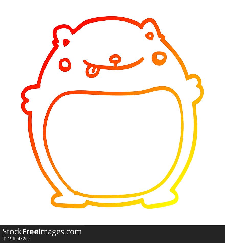 warm gradient line drawing cartoon fat bear