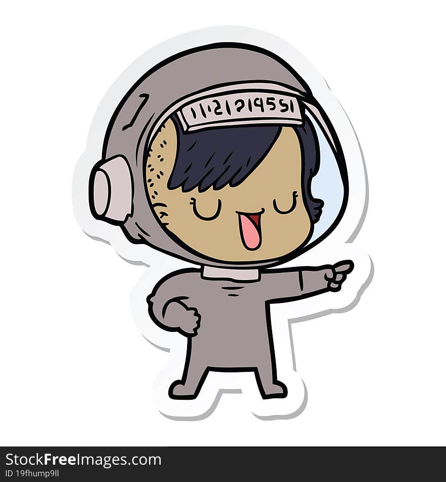 sticker of a cartoon astronaut woman