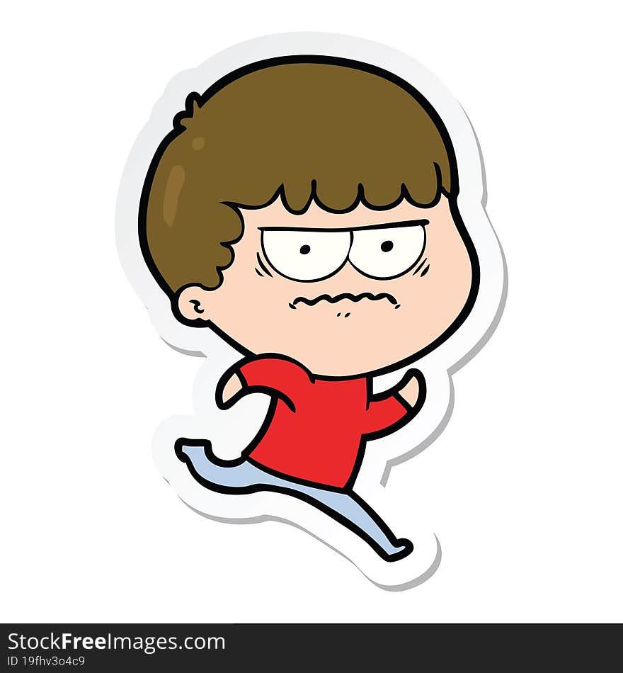 sticker of a cartoon annoyed man