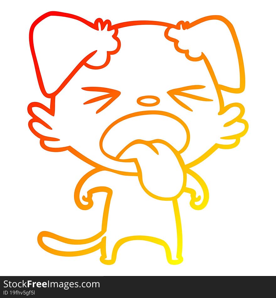 warm gradient line drawing cartoon disgusted dog