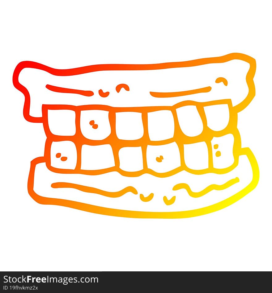 warm gradient line drawing cartoon false teeth