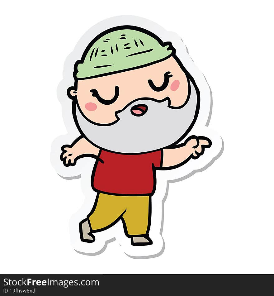 sticker of a cartoon man with beard