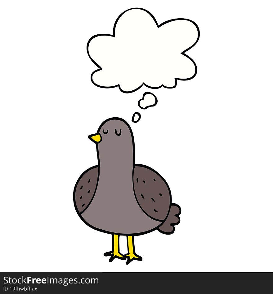 cartoon bird with thought bubble. cartoon bird with thought bubble