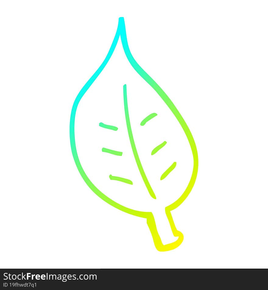 Cold Gradient Line Drawing Cartoon Leaf