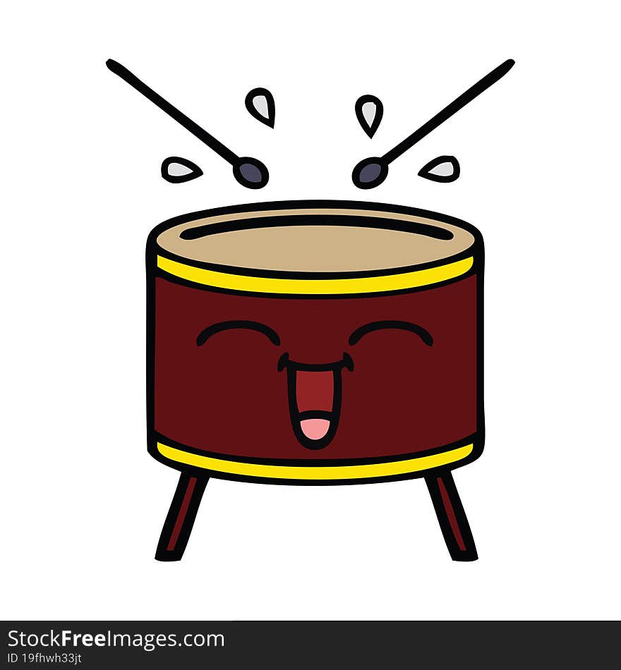 cute cartoon of a drum. cute cartoon of a drum