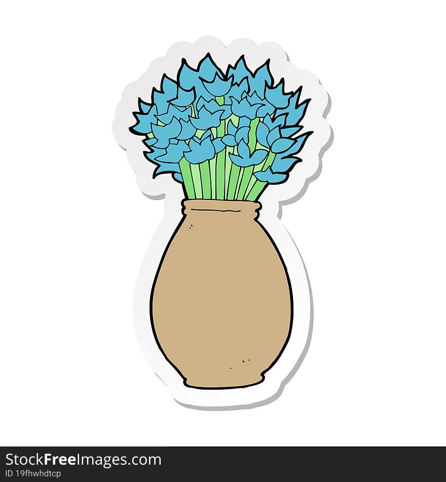 sticker of a cartoon vase of flowers