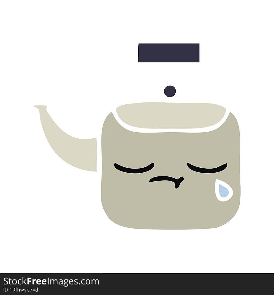 flat color retro cartoon kettle