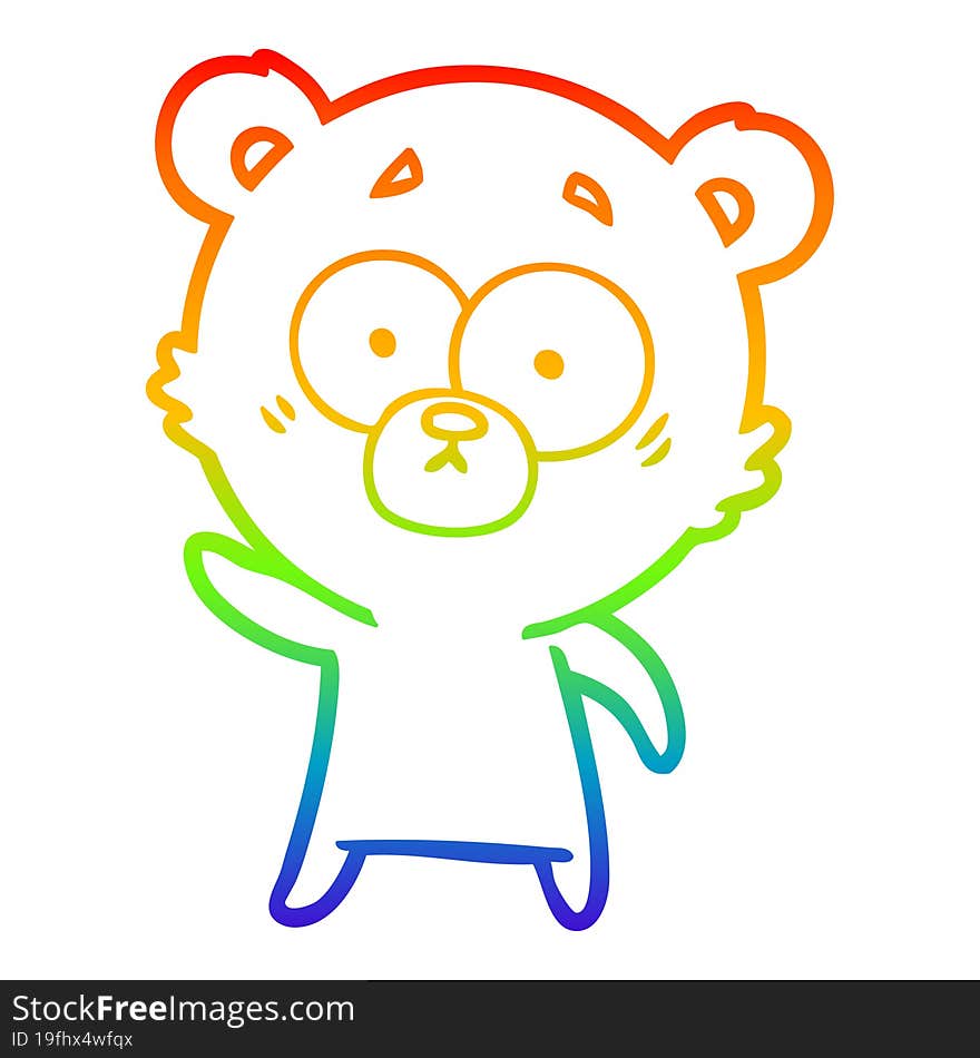 rainbow gradient line drawing worried bear cartoon