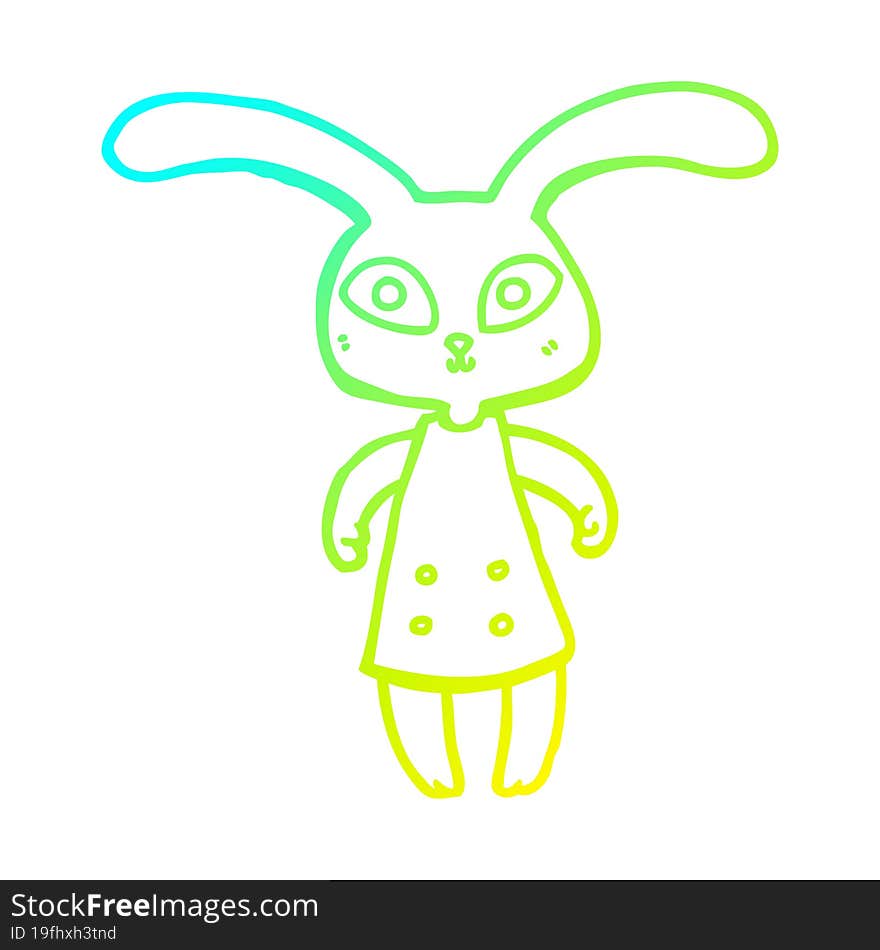 Cold Gradient Line Drawing Cute Cartoon Rabbit