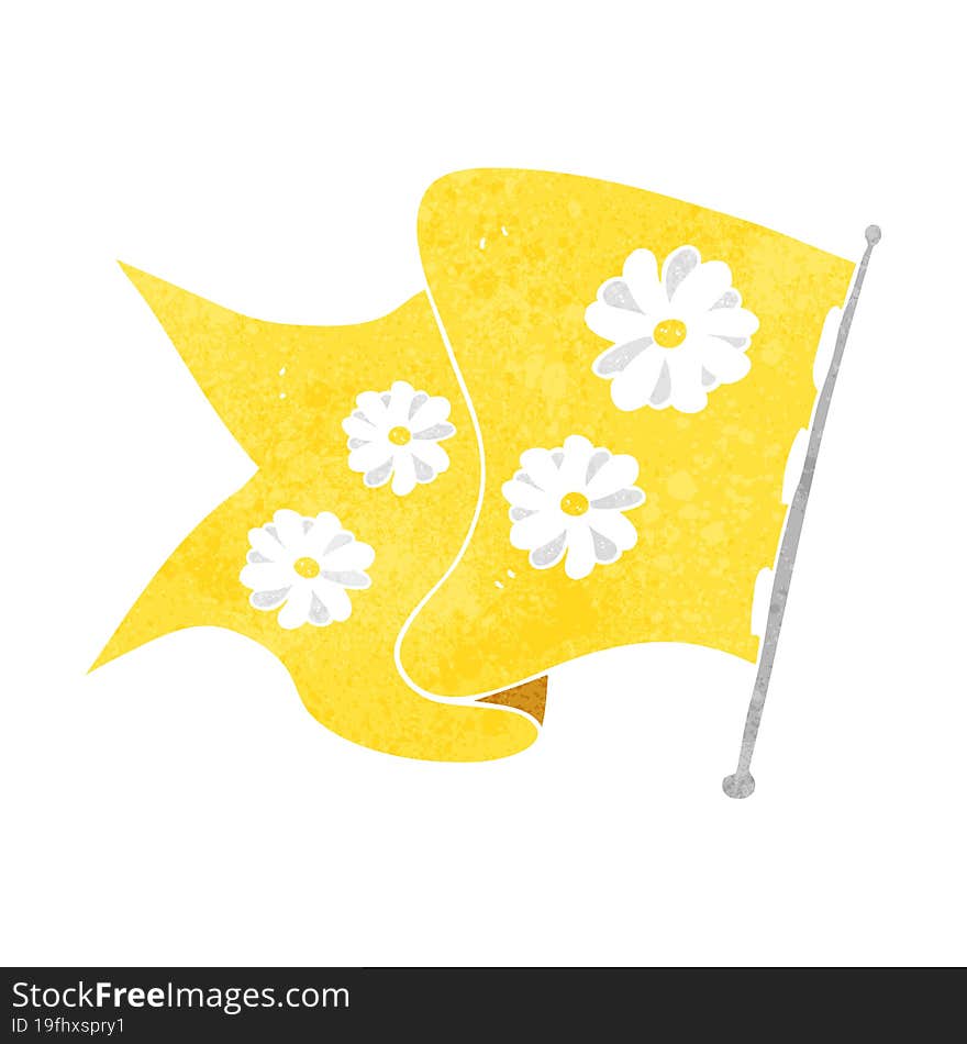 retro cartoon flower flag