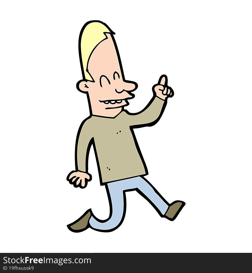 cartoon happy man pointing