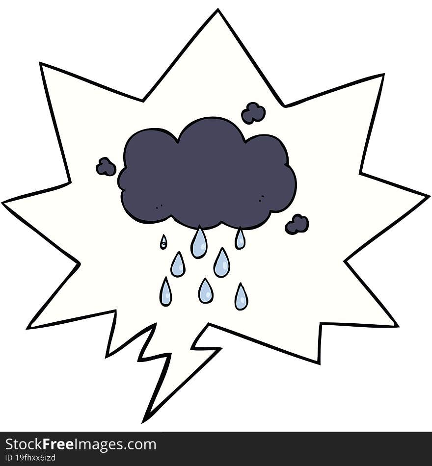 Cartoon Cloud Raining And Speech Bubble