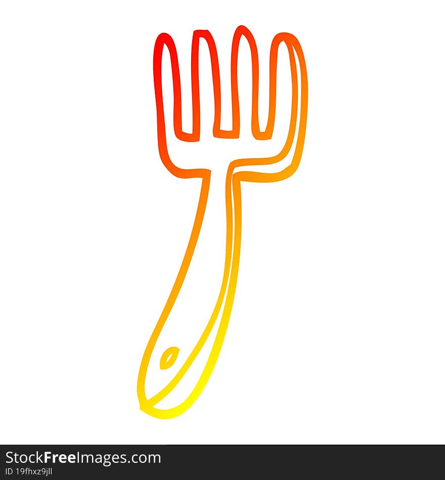 Warm Gradient Line Drawing Cartoon Fork