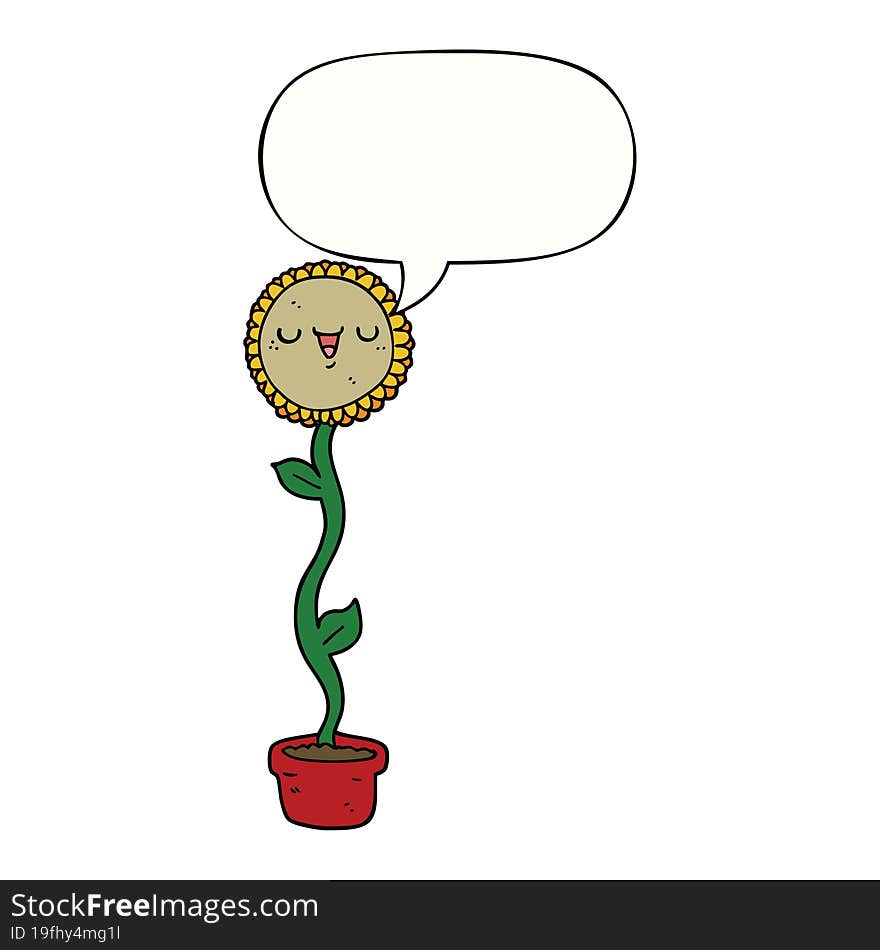 cartoon sunflower and speech bubble