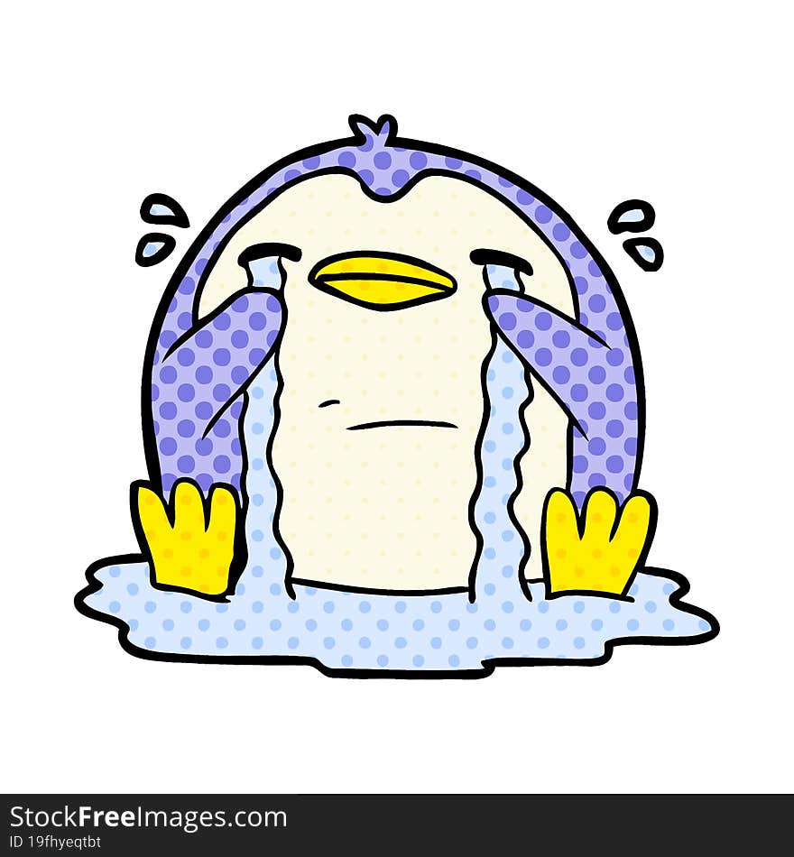 cartoon crying penguin. cartoon crying penguin