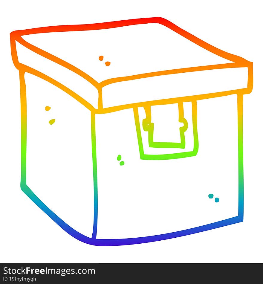 rainbow gradient line drawing of a cartoon evidence box