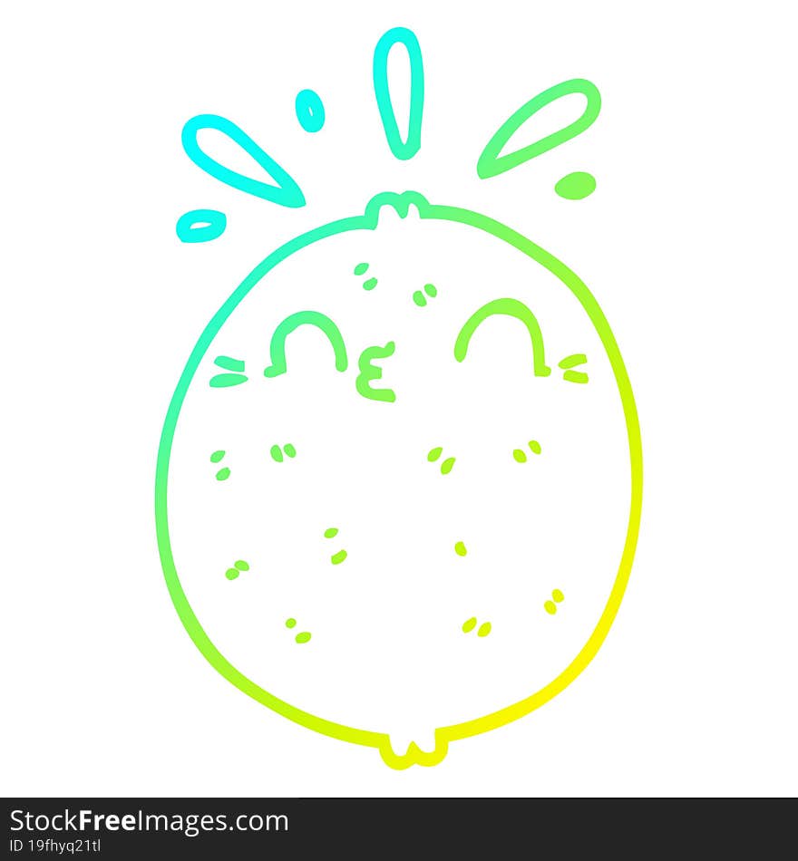 cold gradient line drawing cute cartoon lemon