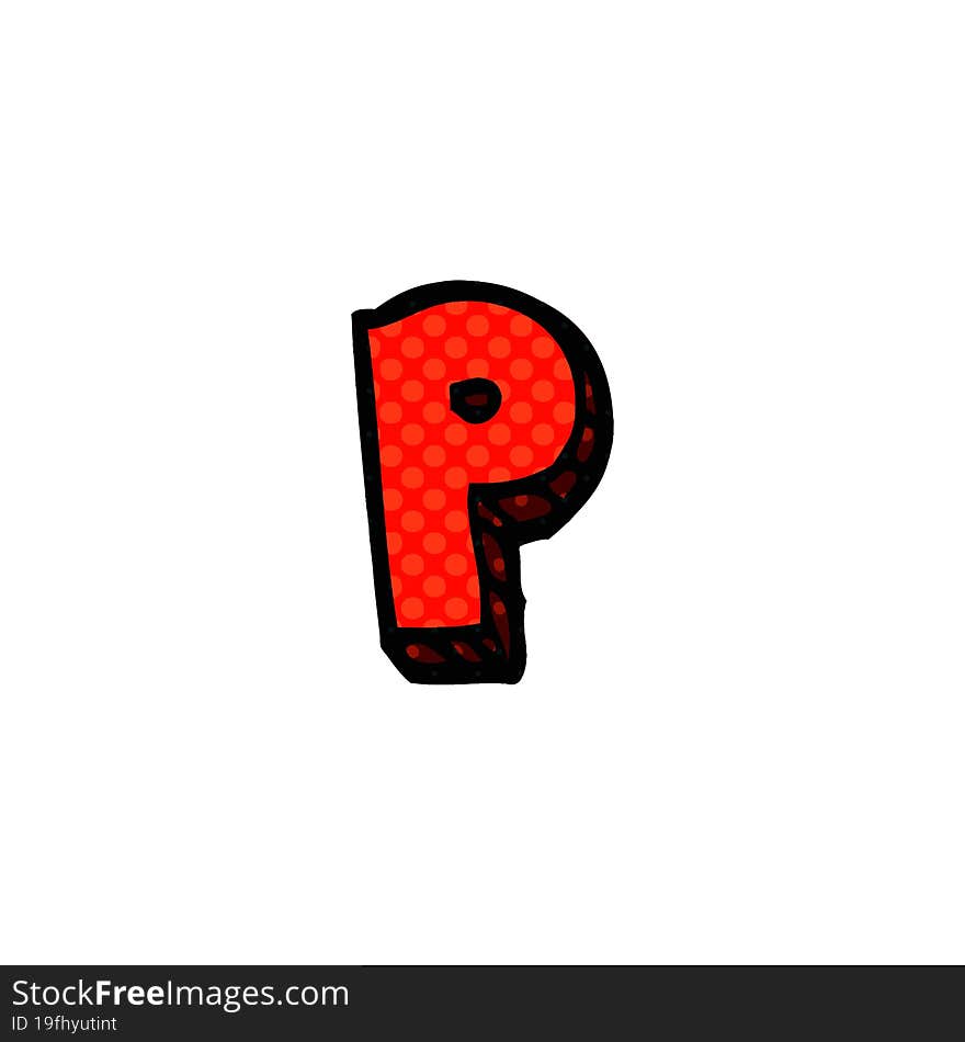 cartoon doodle letter p