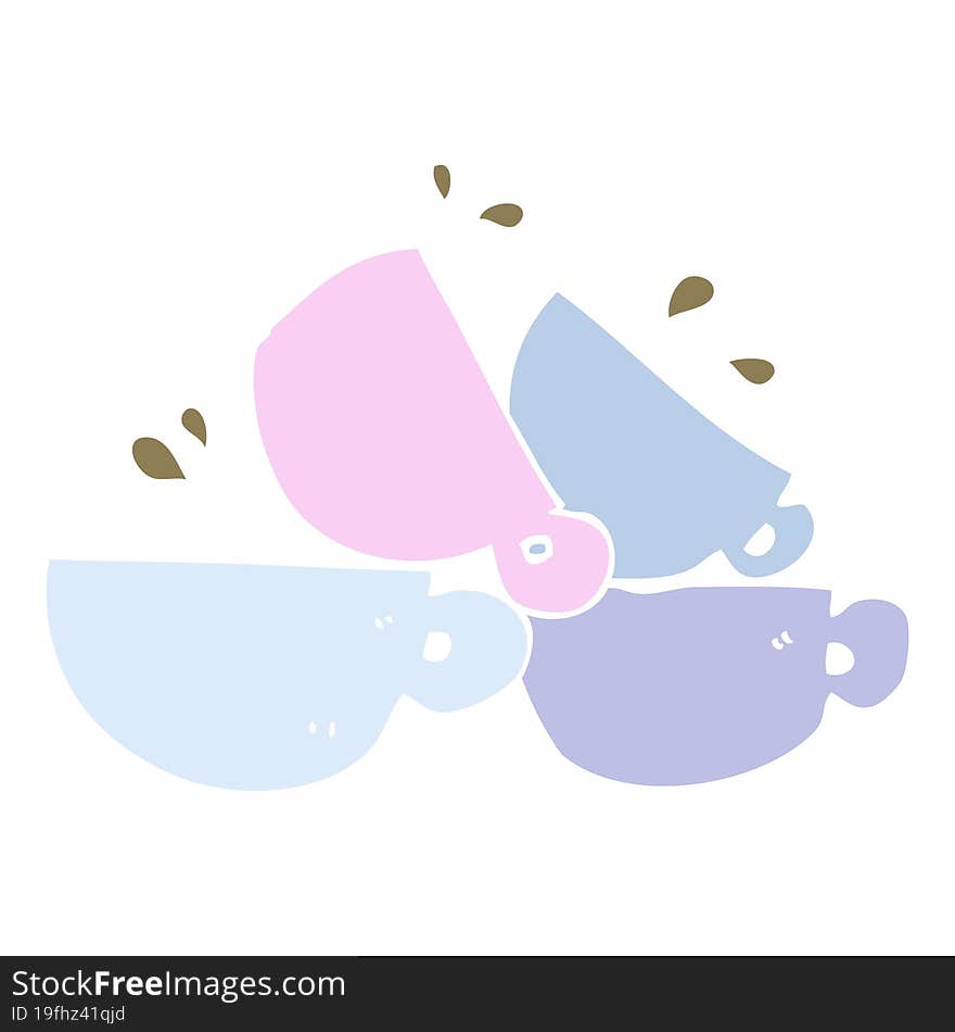 flat color illustration of a cartoon coffee cups