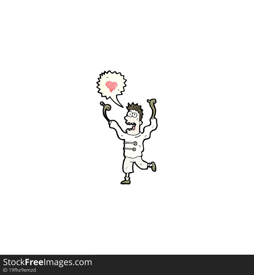 cartoon crazy man in straight jacket