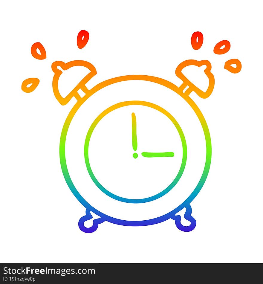 rainbow gradient line drawing ringing alarm clock