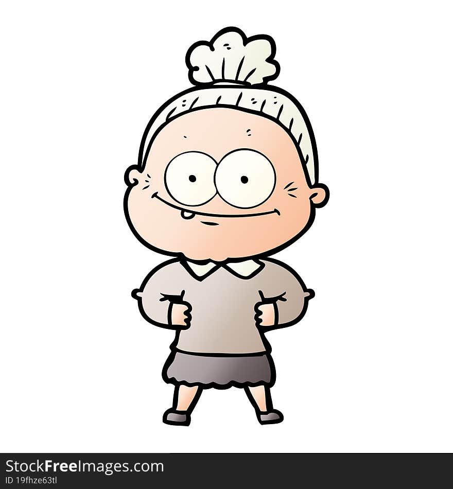 cartoon happy old woman. cartoon happy old woman