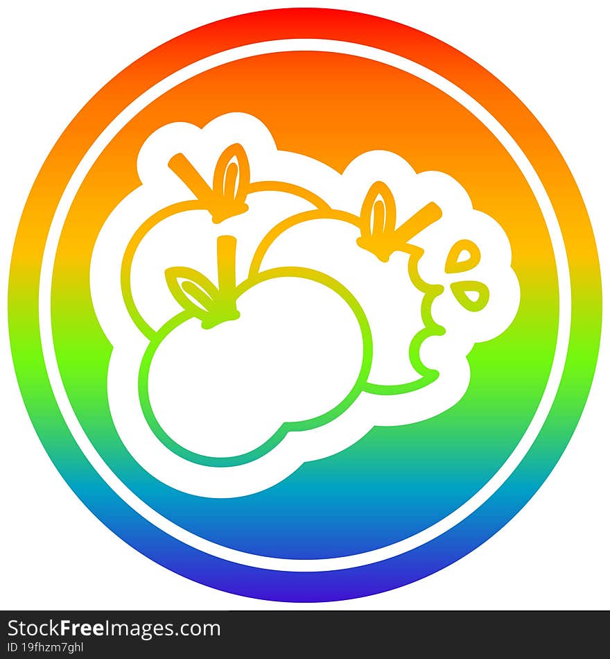 juicy apples circular in rainbow spectrum