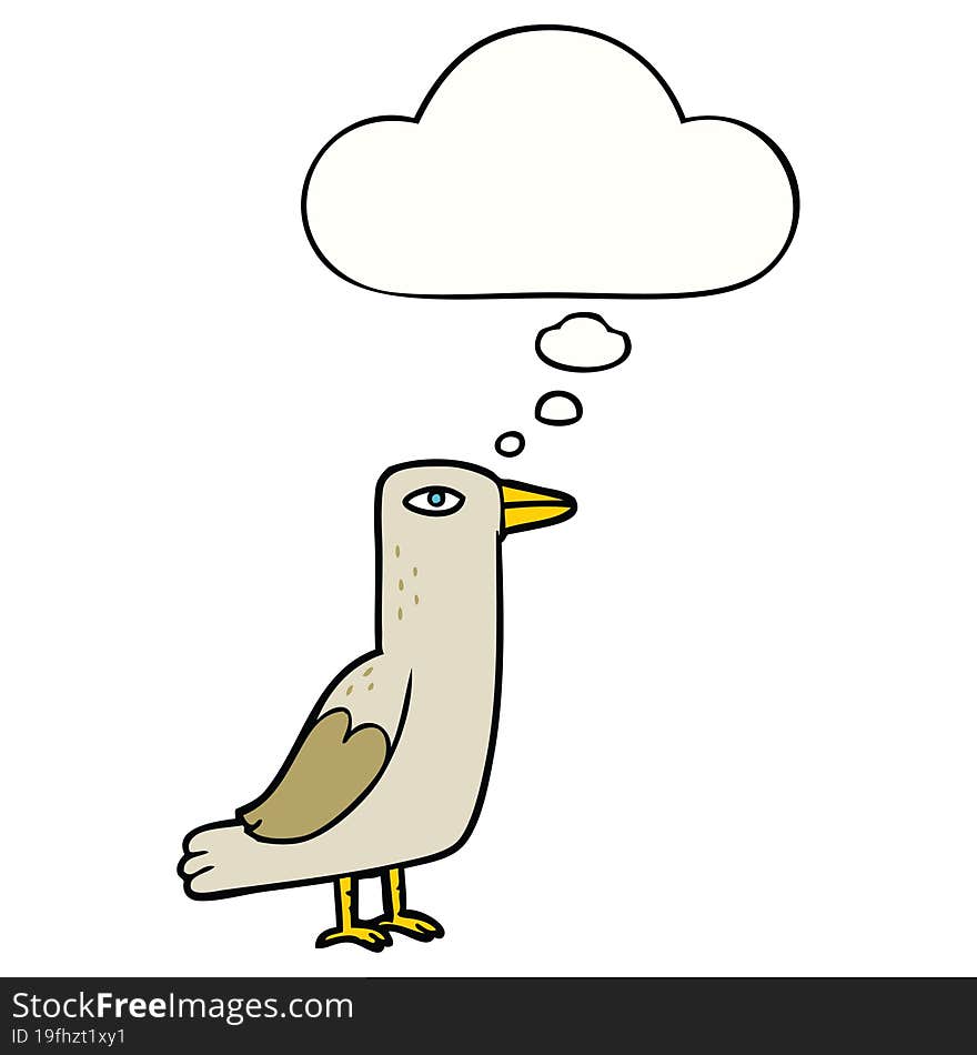 cartoon bird with thought bubble. cartoon bird with thought bubble