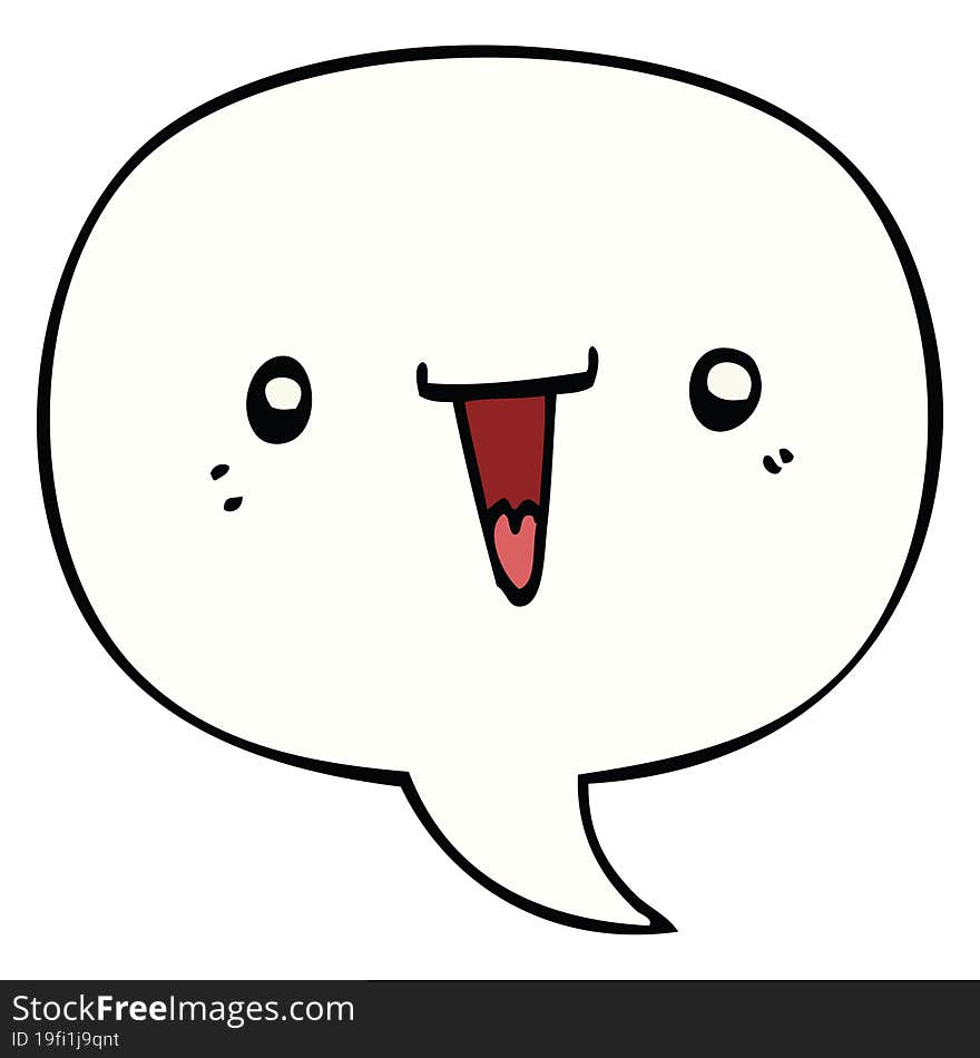 cute cartoon face with speech bubble. cute cartoon face with speech bubble