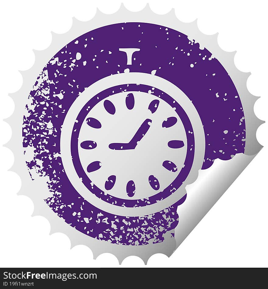 Distressed Circular Peeling Sticker Symbol Time Stopper