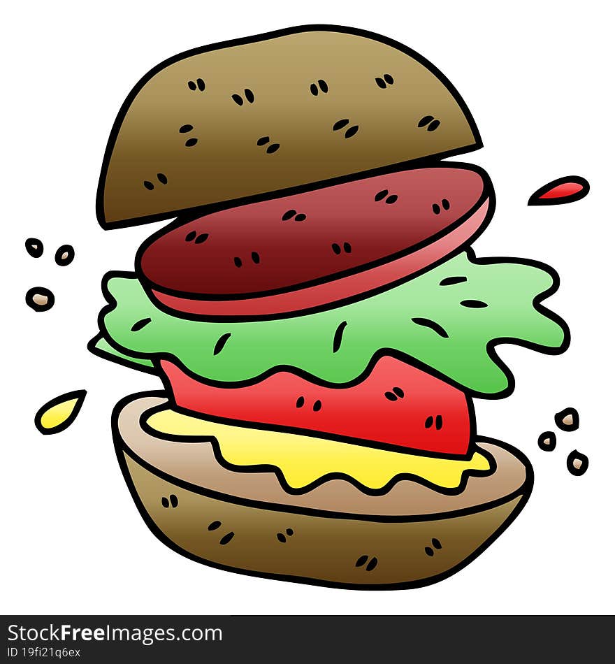 quirky gradient shaded cartoon veggie burger