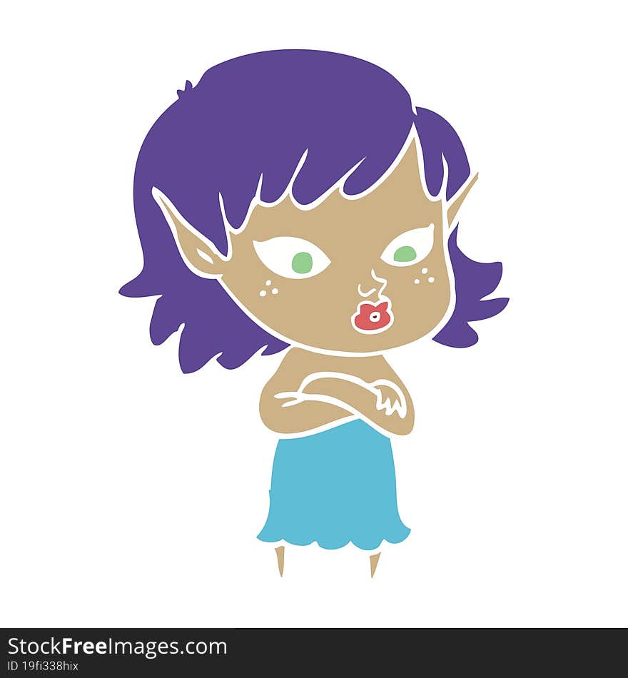 pretty flat color style cartoon elf girl