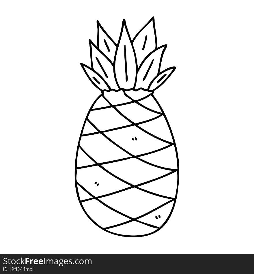 quirky line drawing cartoon pineapple