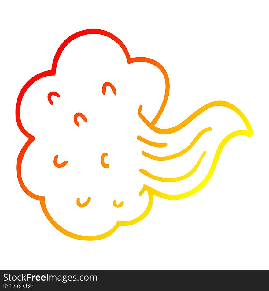 warm gradient line drawing cartoon whooshing cloud