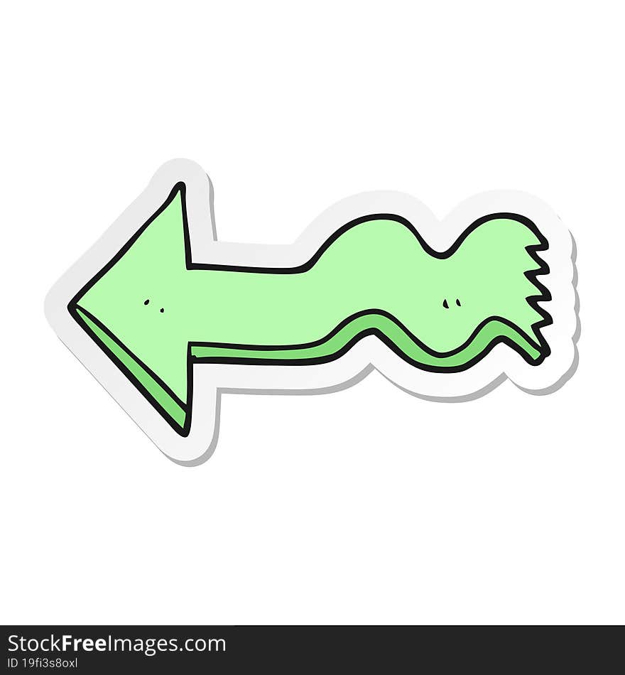 sticker of a cartoon pointing arrow