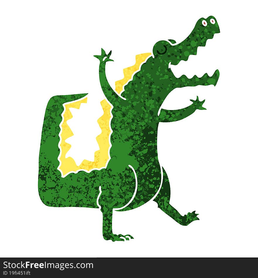 quirky retro illustration style cartoon crocodile