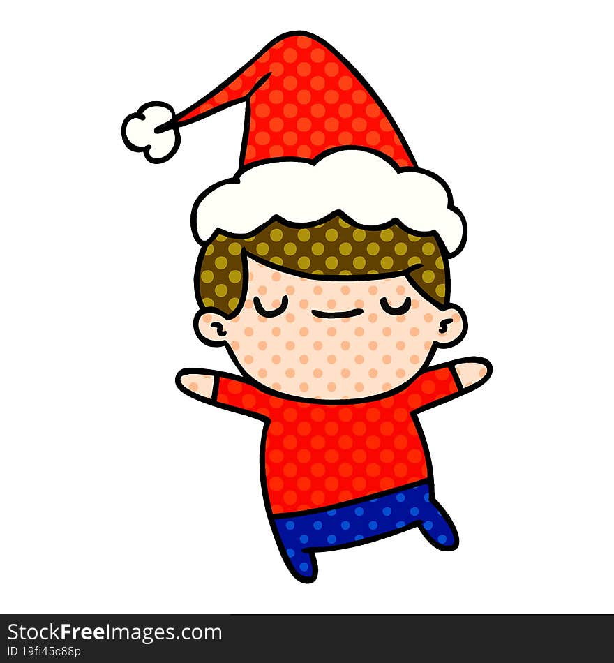 hand drawn christmas cartoon of kawaii boy