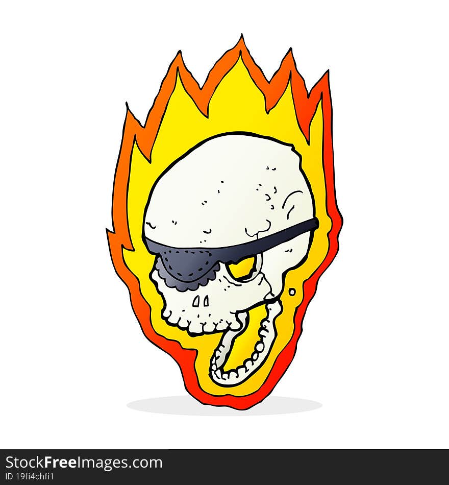 cartoon flaming pirate skull