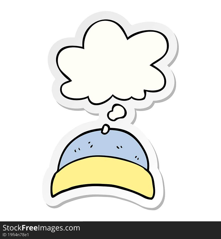 cartoon hat with thought bubble as a printed sticker