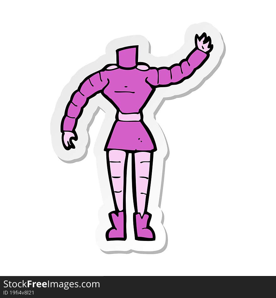 sticker of a cartoon female robot body