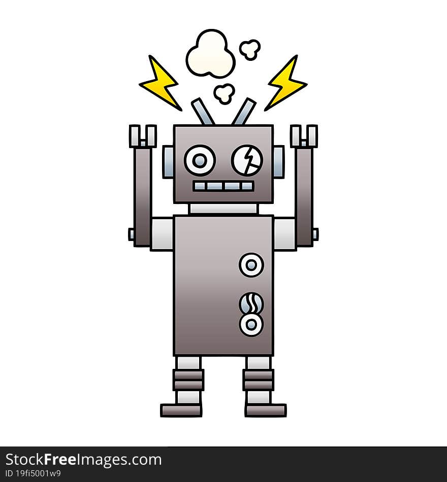 gradient shaded cartoon malfunctioning robot